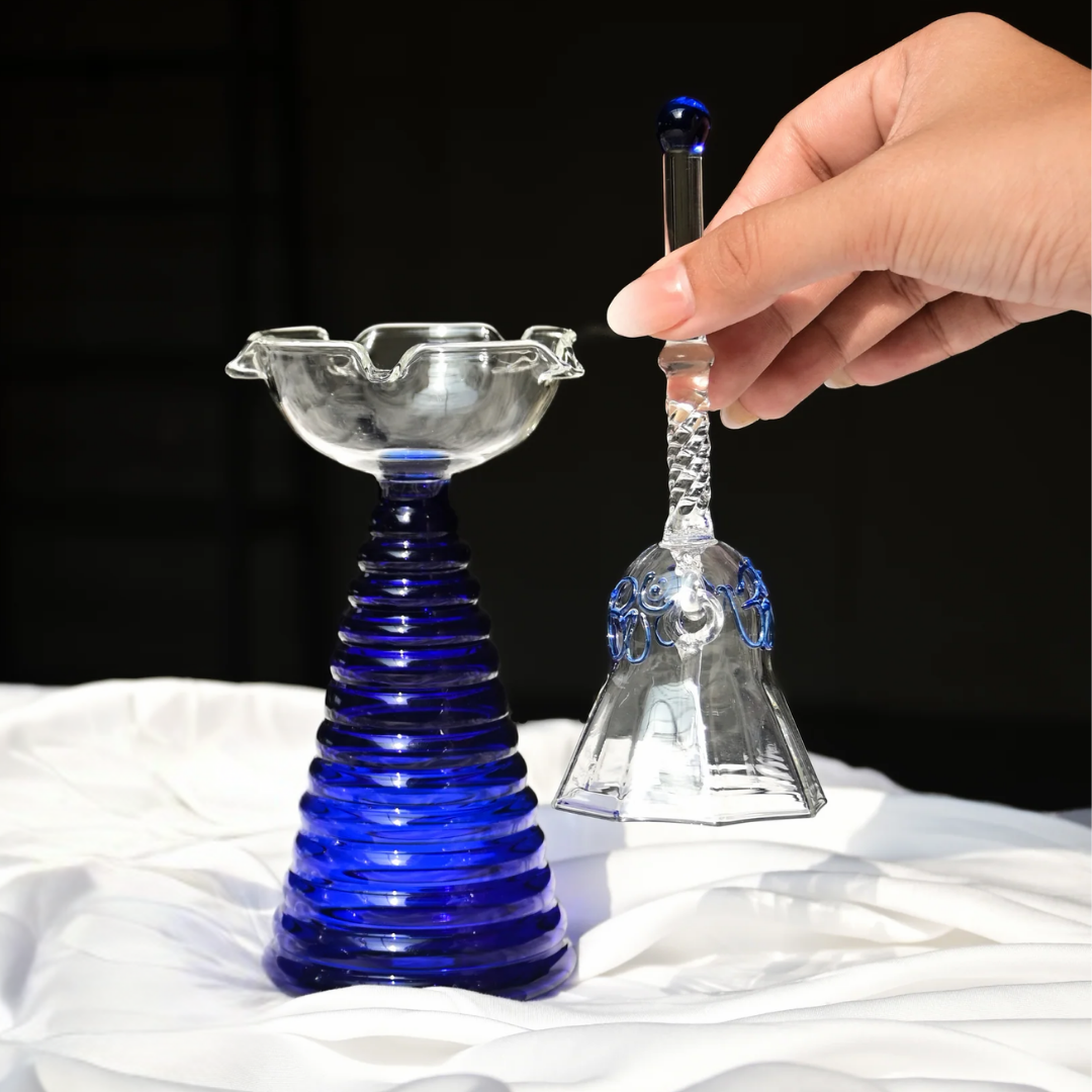 Ringing Glass Bell Blue