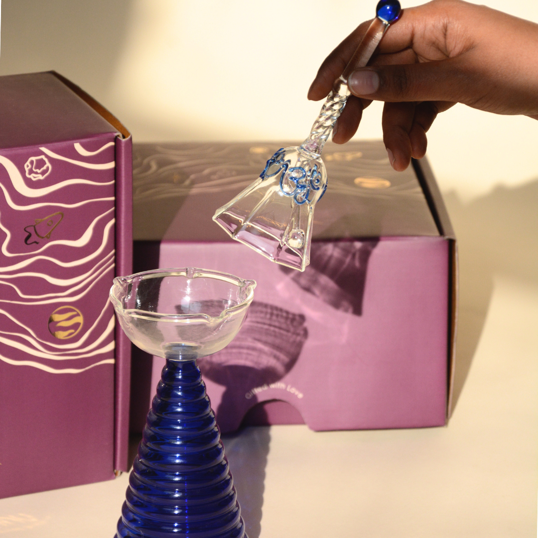Ringing Glass Bell Blue
