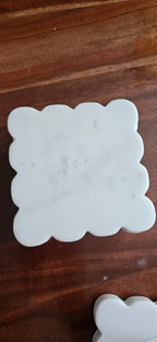 Scalloped marble coasters