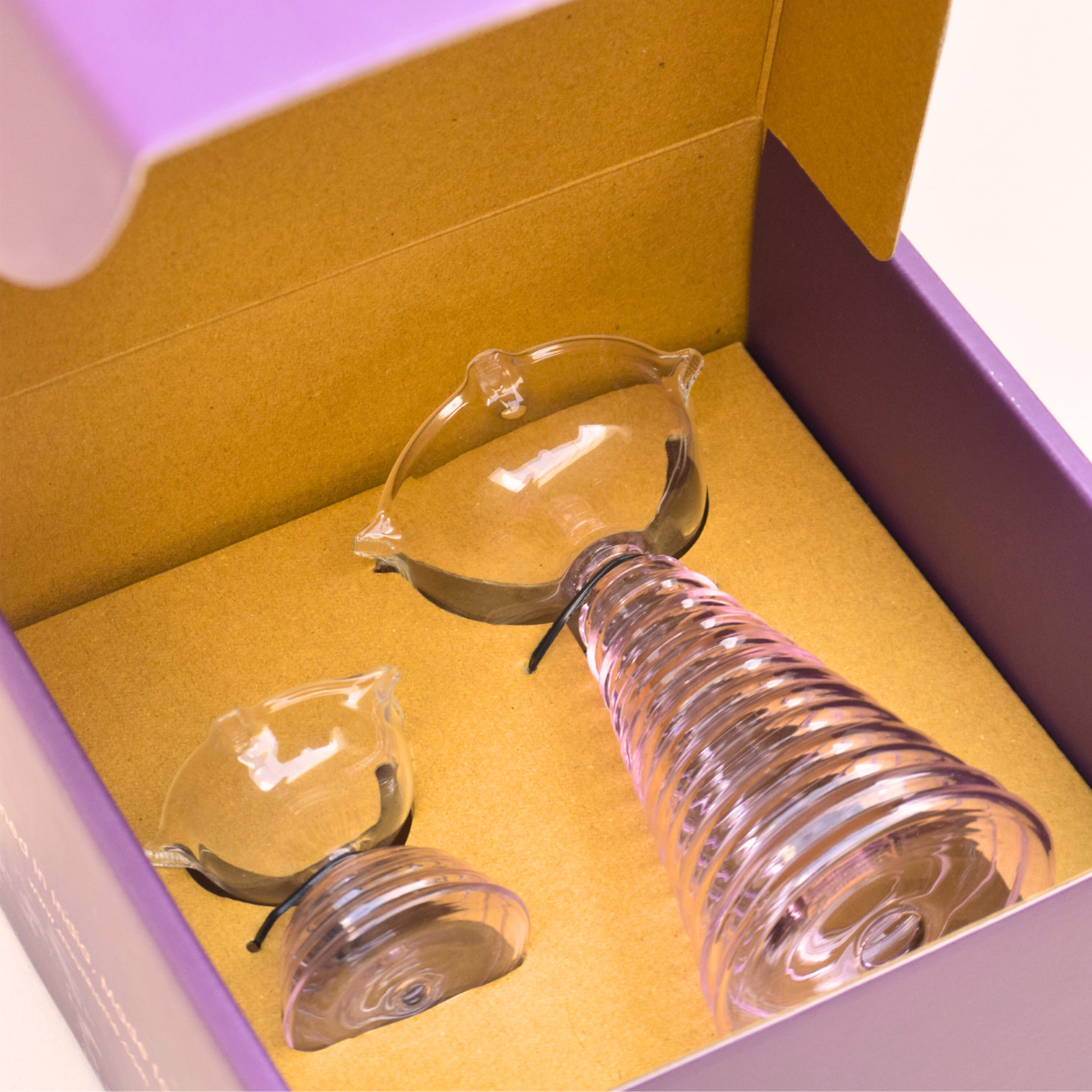Short Glass Diya Pink