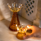 Tall Glass Diya Amber